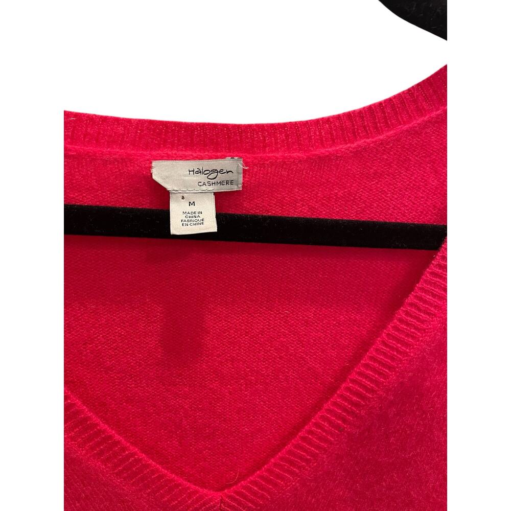 Halogen Nordstrom 100% Cashmere V-Neck Sweater Pink Medium - Picture 3 of 4